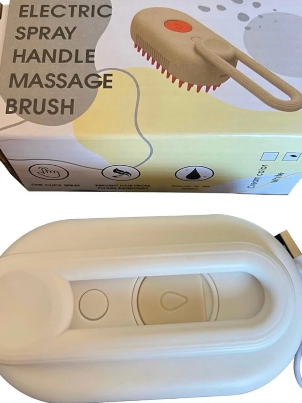 Electric Spray Handle Massage Brush - Cream and Orange